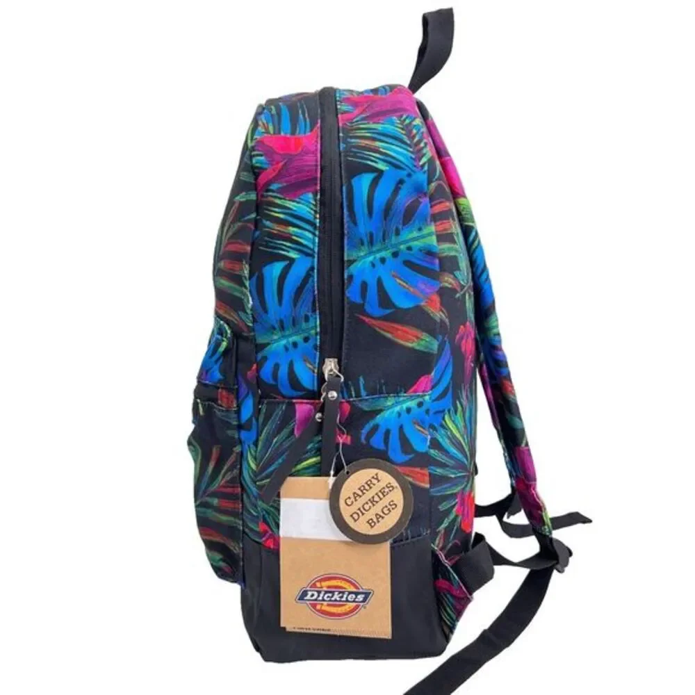 Dickies Hawaiian Print Backpack Padded Shoulder‎ Straps Zip Polyester Book Bag